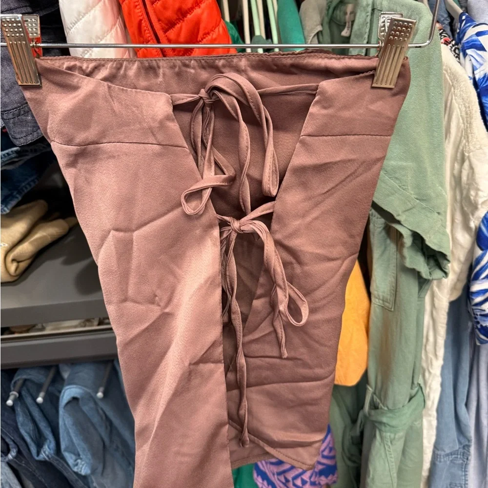 Brown satin strapless set - Picture 5 of 7